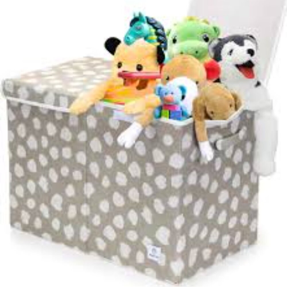 NWT Kids Gray and White Foldable Toy Chest